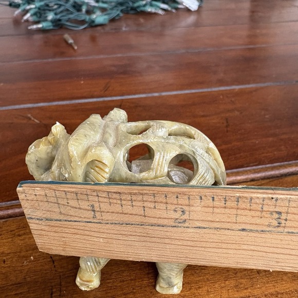 Vintage Hand Carved Soapstone Momma Elephant W/Baby Inside Figurines Lot Of 5 - Picture 10 of 10